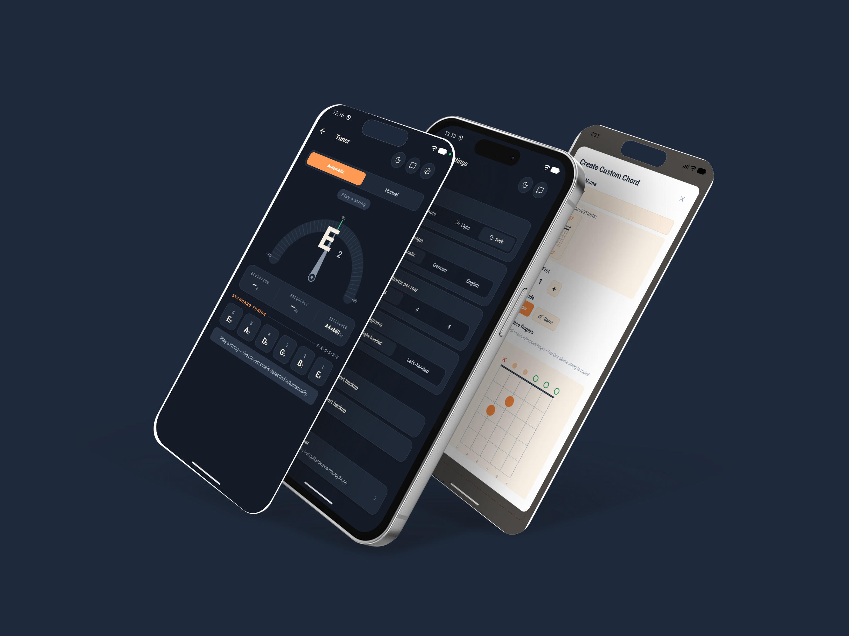 features, guitar tuner, left handed mode & much more features, guitar tuner, left handed mode & much more